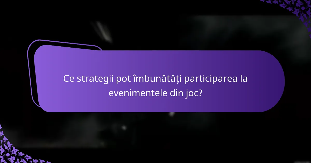 Ce strategii pot îmbunătăți participarea la evenimentele din joc?