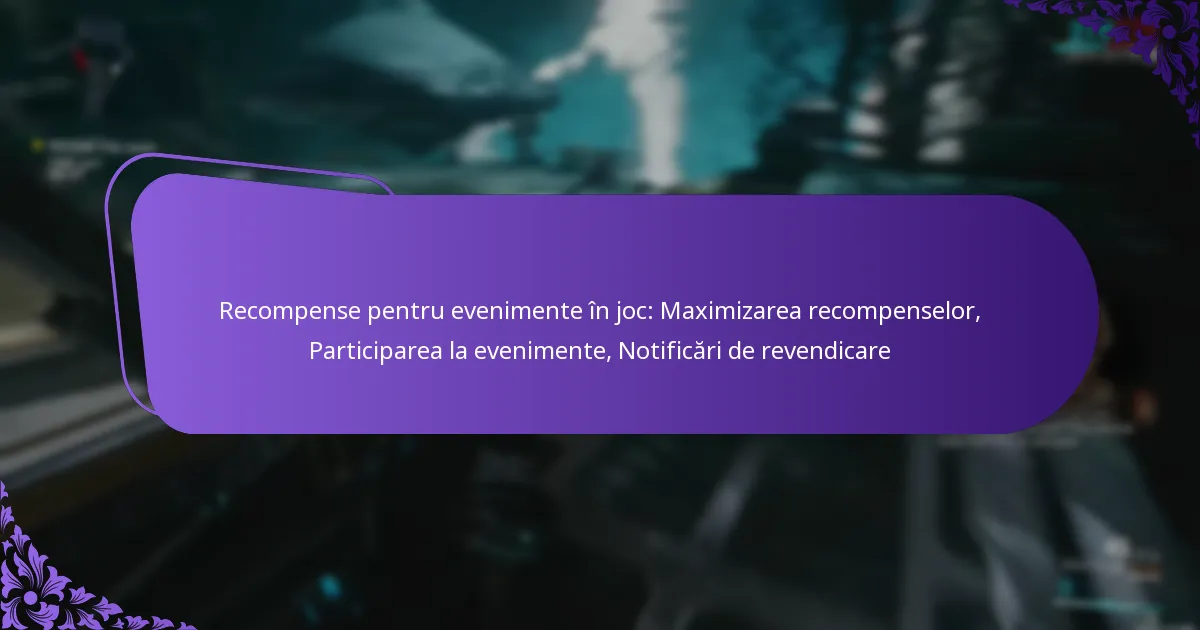Recompense pentru evenimente în joc: Maximizarea recompenselor, Participarea la evenimente, Notificări de revendicare